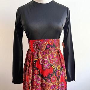 Vintage Deadstock 60s Mod Maxi Dress | Psychedelic Paisley Colorblock | XS–S